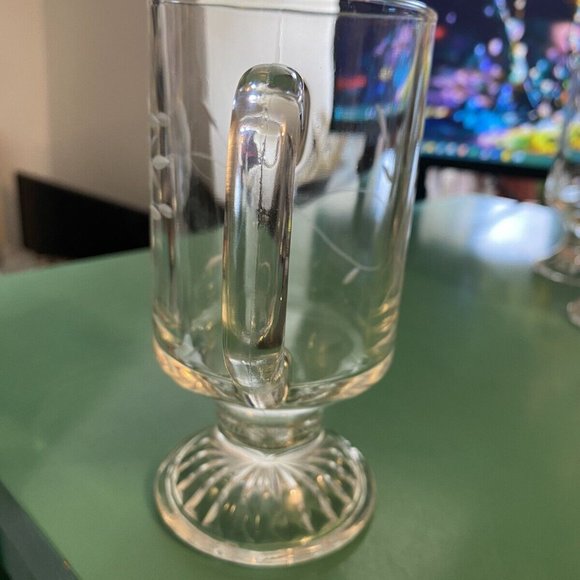 4 Set Princess house Floral Etched footed irish coffee mugs - Picture 6 of 11